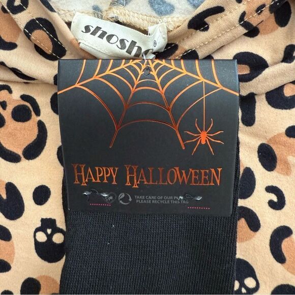 ShoSho Leopard Print Skull Accent Halloween Hooded Onesie Loungewear Size Large - Picture 6 of 6